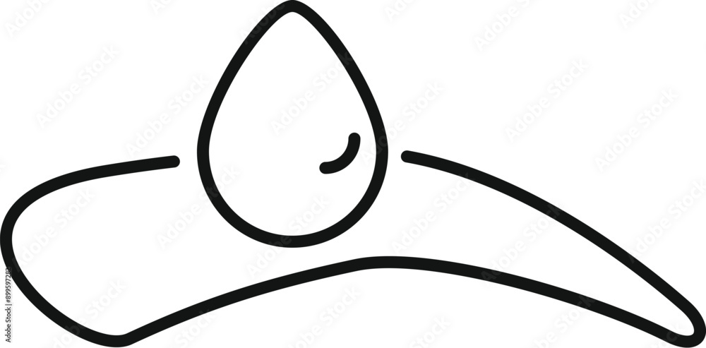 Poster minimalist line art icon of a single water drop falling down creating a splash effect