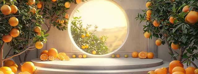 Sunny Orange Grove with Platform