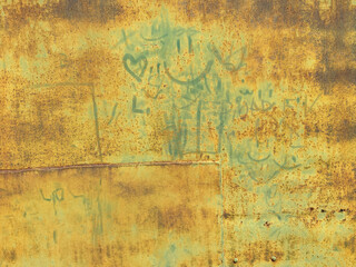 Background texture of scratched rusted steel with drawings