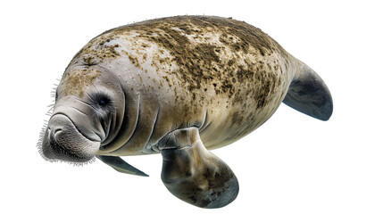 A manatee, isolated against a white background - AI Generated Digital Art