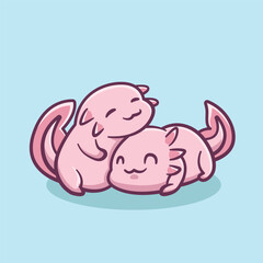 Illustration of a cute and adorable axolotl engaging in cute activities 