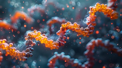 Fototapeta premium Abstract DNA Chain with Bokeh Background.