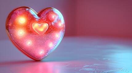 Fototapeta premium Glowing Heart with Bubbles.