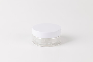 Transparent empty bottles on a white background