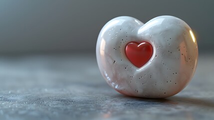 White Heart with Red Center.