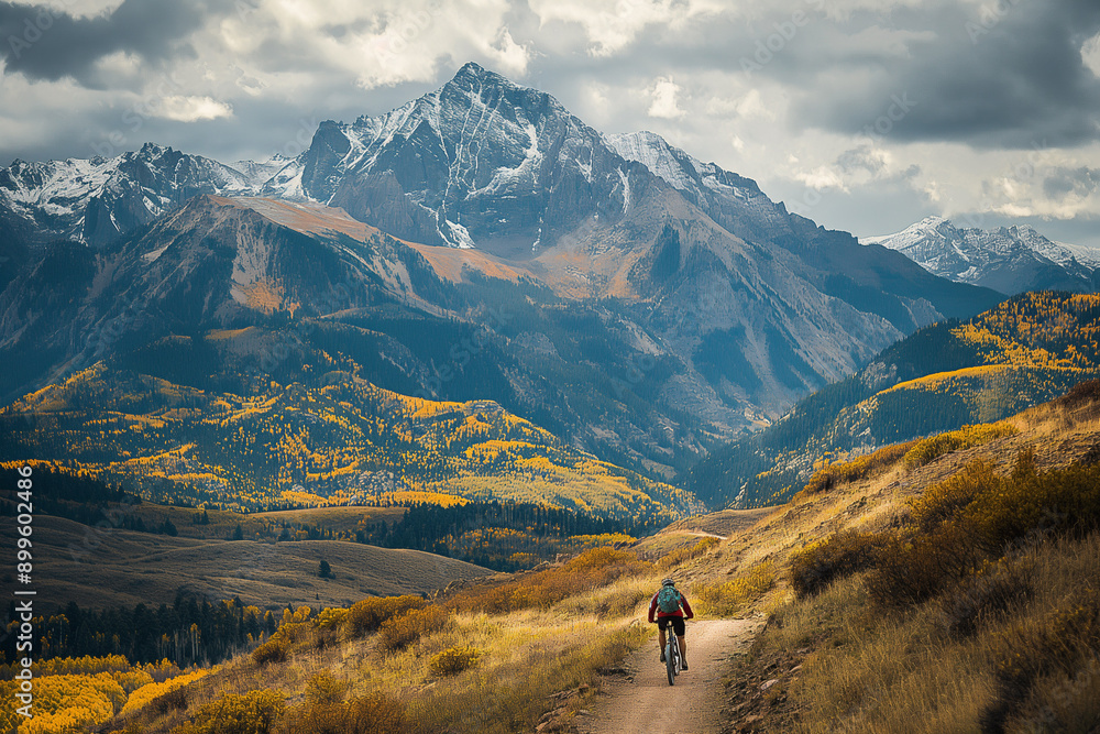 Canvas Prints Man on Rugged Mountain Biking Trail