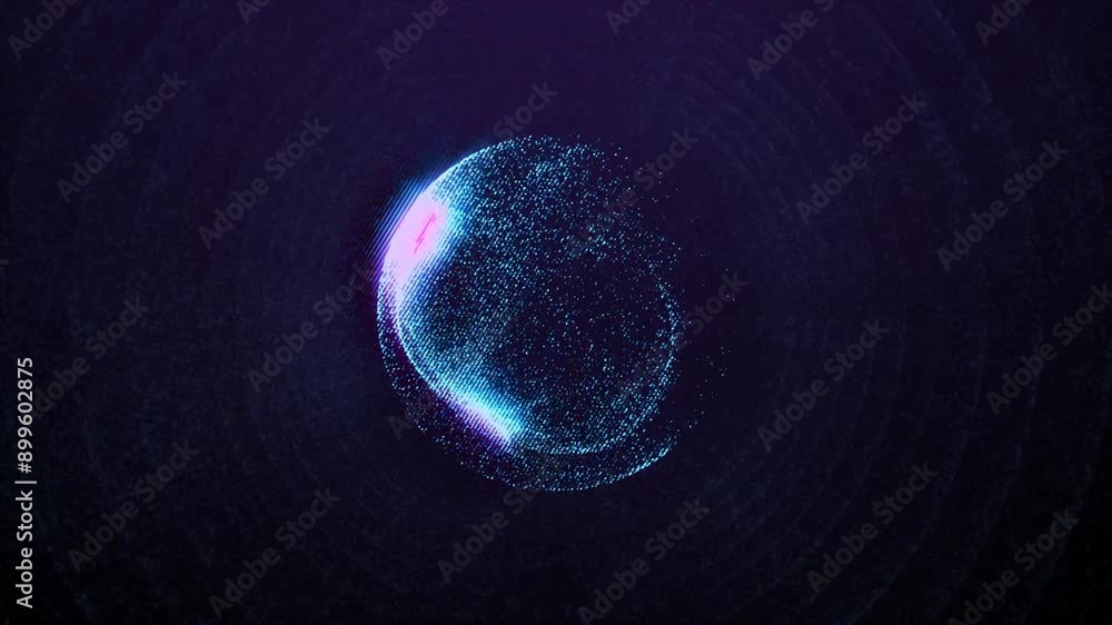 Poster digital blue sphere with glowing lines structure, 3d rendering magic field.