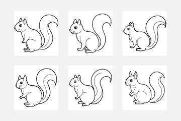 Delightful Squirrel Line Art for Kids Coloring Adventure
