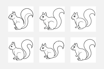 Whimsical Squirrel Coloring Book Line Art Set for Young Artists
