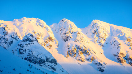 snow covered mountains in winter