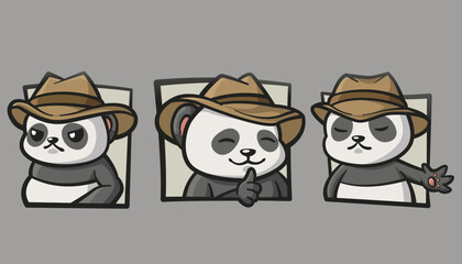 Illustration of a cute panda wearing a brown hat  © Amrvv435