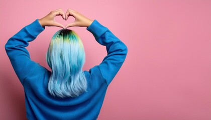 Girl showing her love with a heart sign.