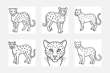 Unique Leopard Line Art for Kids Coloring Book Pages
