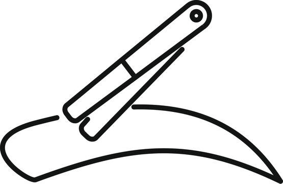 recommend clip art: Nail nippers cutting a fingernail icon in trendy outline style