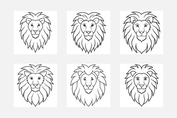 Fun Lion Line Art Set Perfect for Kids Coloring
