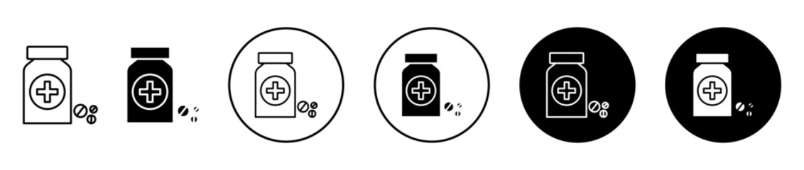 Medicine bottle icon set