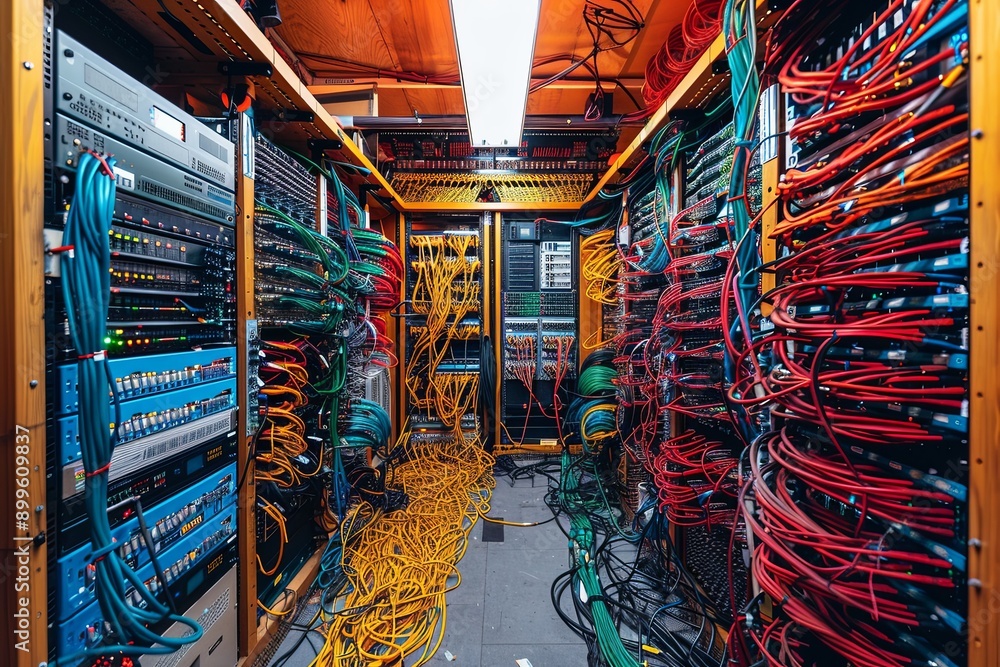 Aufkleber organized server room featuring tidy cables and equipment in a modern data center environment. gener