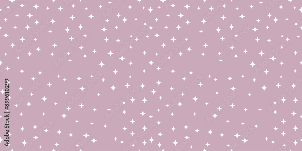 Aufkleber Purple background dotted with stars. Vector pattern of small four-pointed white stars.