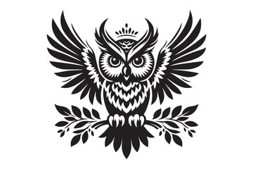 Obraz premium owl silhouette vector art illustration - Generative AI