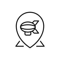 Zeppelin location outline icons, minimalist vector illustration ,simple transparent graphic element .Isolated on white background