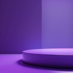 Empty purple pedestal background for product display, fashion, or branding with minimalist design