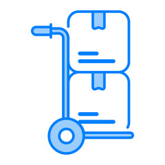 Hand truck icon. Trolley, Cart, Hand truck, Loads, Warehouse, Logistics, Pushcart, Transport, boxes. Vector icon illustration