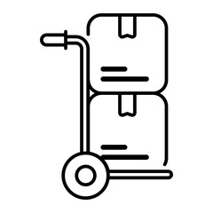 Hand truck icon. Trolley, Cart, Hand truck, Loads, Warehouse, Logistics, Pushcart, Transport, boxes. Vector icon illustration