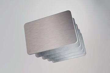 Credit card. Metal card. Finance. Bank product. Flying cards. Mockup. 3D illustration.