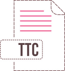 TTC   File format icon dashed outline