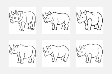 Engaging Rhino Line Art Designs for Kids Coloring
