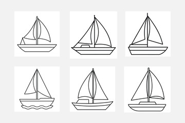 Engaging Sail Boat Line Art for Kids Coloring Pages
