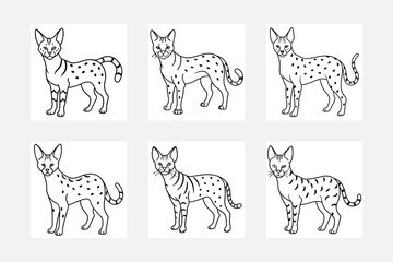 Explore Serval Line Art Set for Colorful Kids Creations
