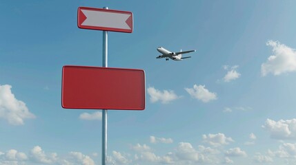 3D rendered traffic sign displaying mandatory road rules at an airport.