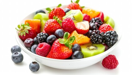 A bowl of healthy fresh fruit salad on a