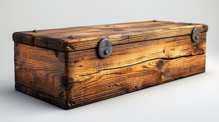 Unoccupied timber wine crate on a white background.