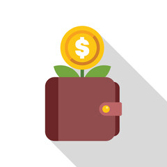 Finance concept icon of wallet growing money plant