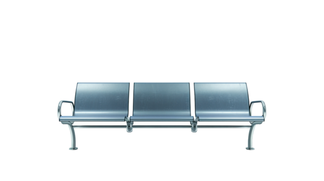 Metal Airport Seating Bench in Minimalist Design Positioned Against Clean White Background