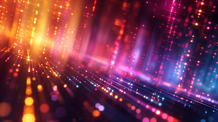 Obraz premium Futuristic abstract background, colorful bright neon rays and glowing lines. AI generative
