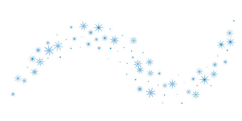 Snowflakes. Snow, snowfall. Falling scattered blue snowflakes on a white background.