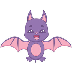 
Funny halloween bat vector illustration in kawaii style isolated on white background