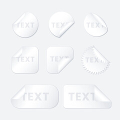 Set of realistic paper sticker collection design elements