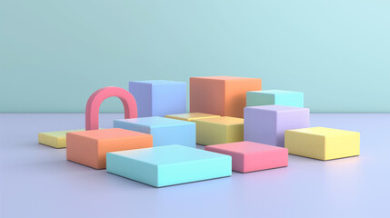 Obraz premium シンプルカラフルなキューブデザイン背景_simple colorful cube design background