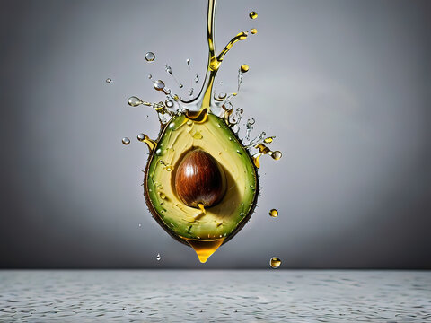 Lavitation of avocados sprinkled with moisturizing water