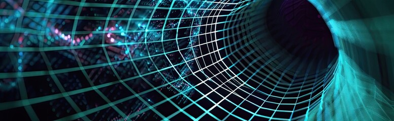 Futuristic Digital Tunnel with Neon Lights