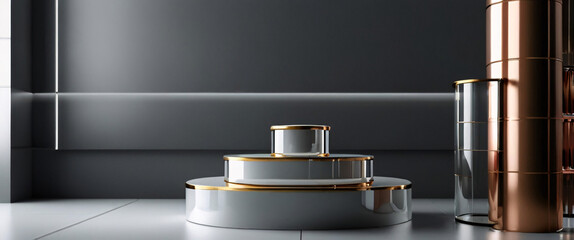 glass podium for display product. Background for cosmetic product branding, identity and packaging inspiration