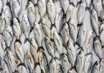 Obraz premium Silver Fish with Red Tails on White Background