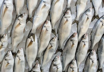 Obraz premium Silver Fish with Red Tails on White Background