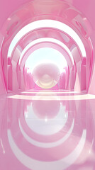 Fototapeta premium 3d futuristic pink background with arch and sphere and circle 