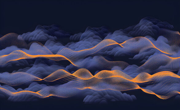 computing cloud data collection with open data, in the style of ethereal cloudscapes, light black and sky - blue