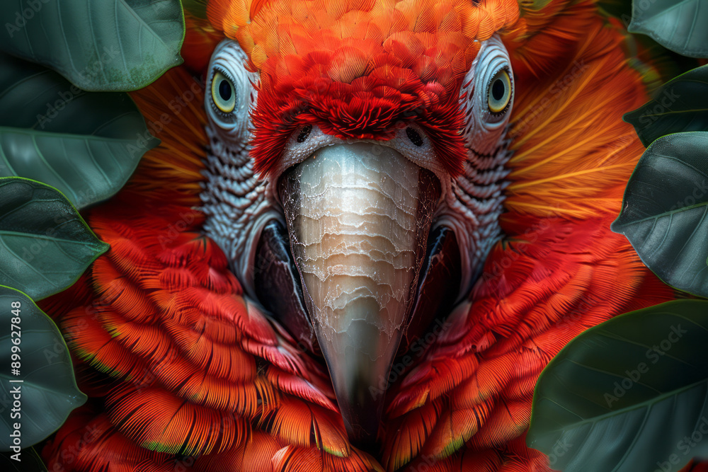 Aufkleber a captivating depiction of a parrot made from a variety of feathers, showcasing an explosion of colo